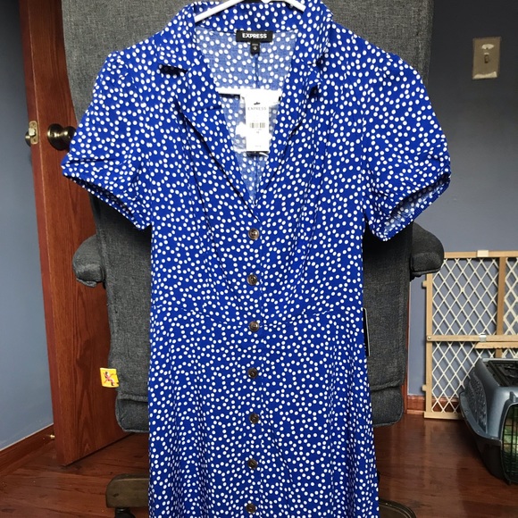 Printed Button Front Collar Dress - Picture 5 of 8